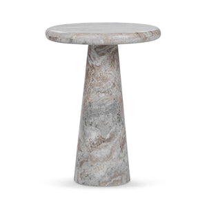 Huxley Marble Round Accent Table with Rusty Gray Veining