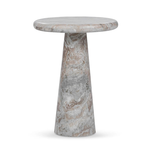Huxley Marble Round Accent Table with Rusty Gray Veining