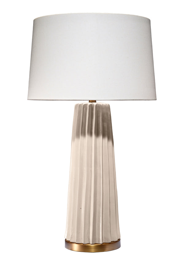  Pleated Ceramic Table Lamp with Linen Shade, Cream