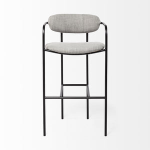 Parker Gray Fabric Seat Black Metal Bar Stool