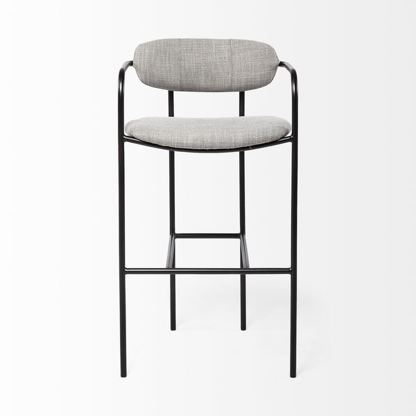 Parker Gray Fabric Seat Black Metal Bar Stool