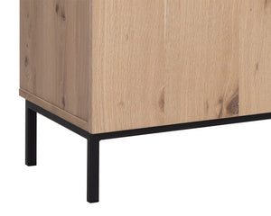 AMBROSE MODULAR MEDIA CONSOLE AND CABINET - RUSTIC OAK - BLACK