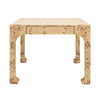 SQUARE TWO DRAWER PAGODA STYLE GAME TABLE IN BURL WOOD
