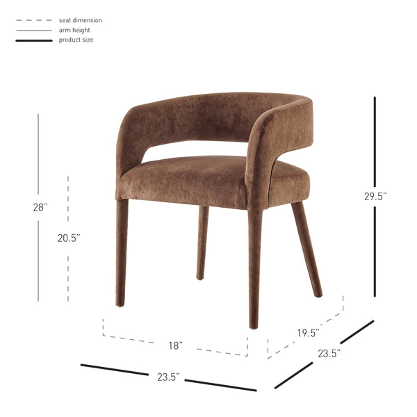 Lauryn Velvet Dining Side Chair, Dainty Dark Brown