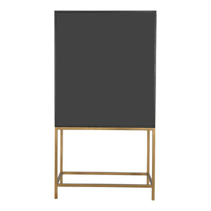 Mako Bar Cabinet in Grey with Brass Accents