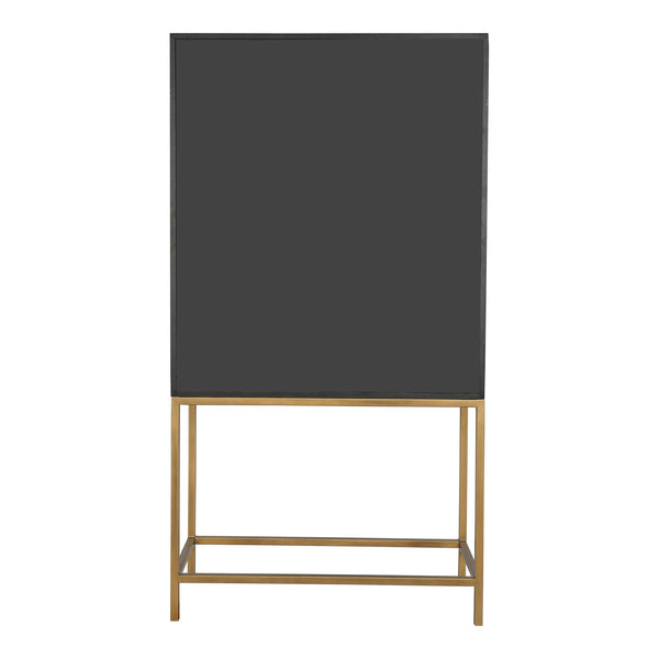 Mako Bar Cabinet in Grey with Brass Accents