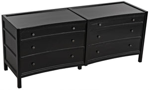 Hampton 6-Drawer Mahogany Dresser with Brass Pulls in Hand-Rubbed Black