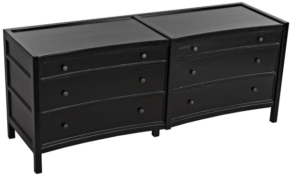 Hampton 6-Drawer Mahogany Dresser with Brass Pulls in Hand-Rubbed Black