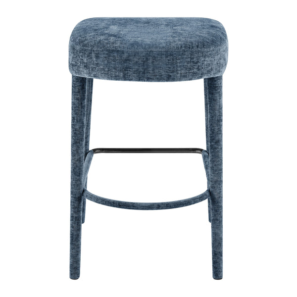 Rylee KD Chenille Backless Counter Stool, Millburry Blue 