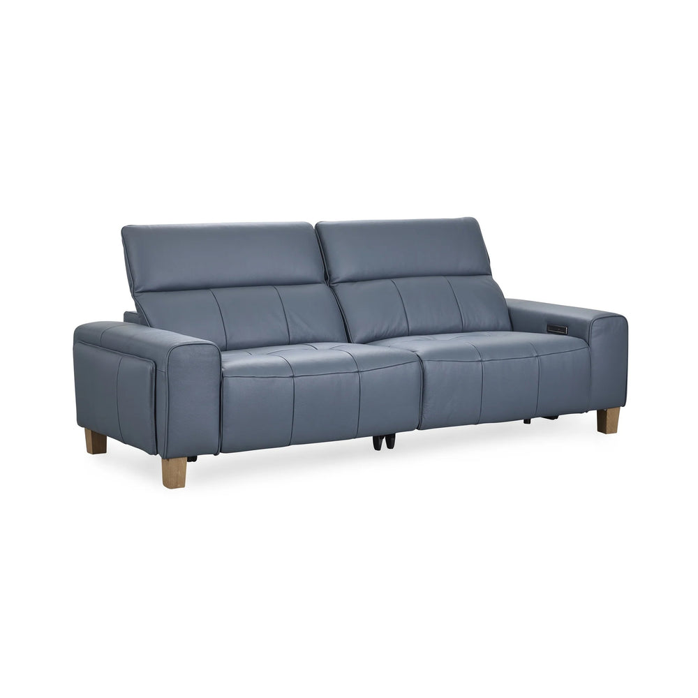 Alea Leather Power Recliner Sofa - Smoke Blue