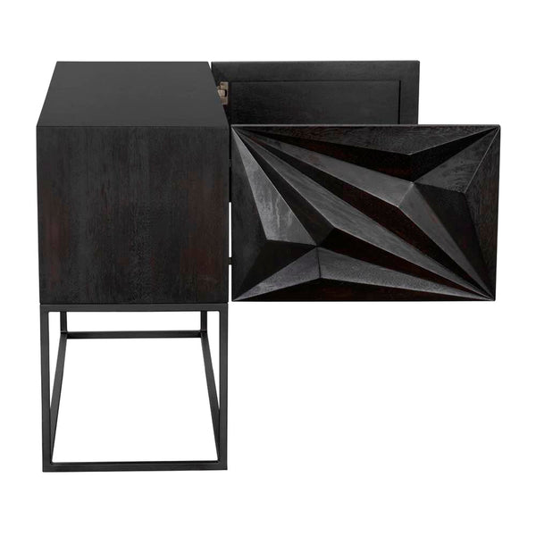 Small Zurich Console, Ebony Walnut with Iron