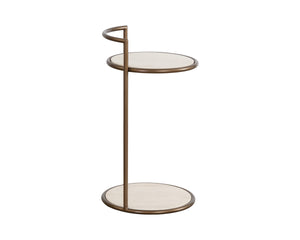 PARGA END TABLE - RUSTIC BRONZE - TRAVERTINE LOOK