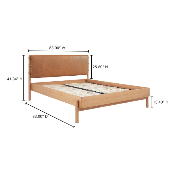 Colby King Bed with Leather Headboard and Oak Legs