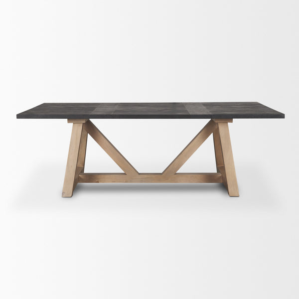 Rialto Rectangular Two-Tone Black and Brown Solid Wood Dining Table