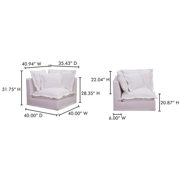 Moe's Olivia Corner Chair with Feather Blend