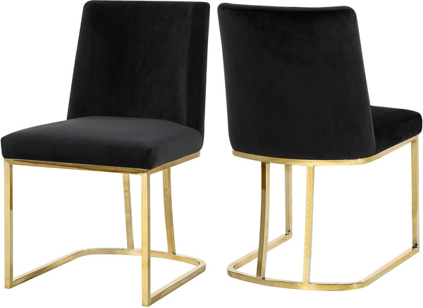 Rick Dining Chair In Black Velvet and Gold