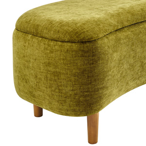 Leony Chenille Storage Bench, Seneca Olive 