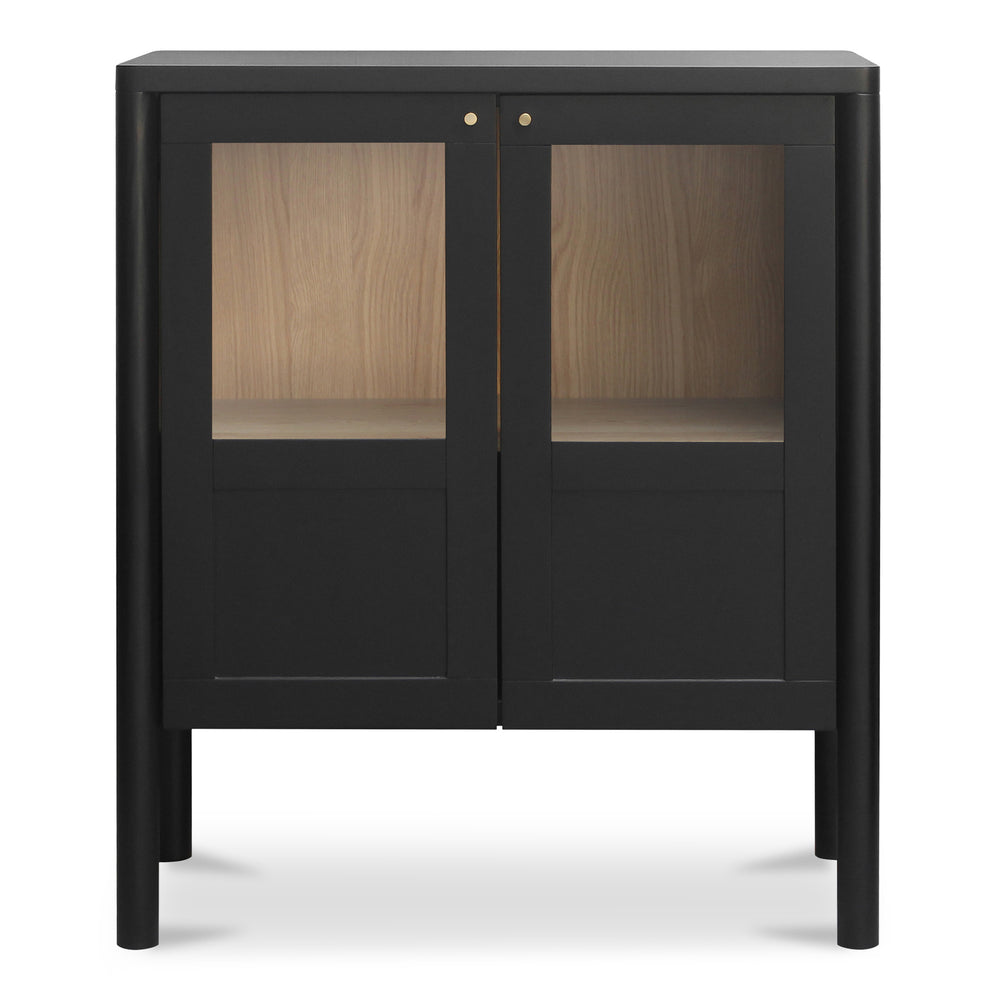Moe's Hannah Cabinet Black with Glass Inserts