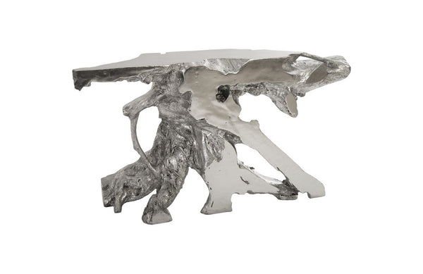Freeform Console Table B, Silver Leaf