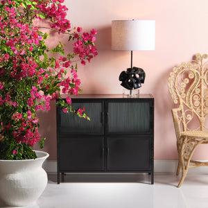  Vitrino 4 Door Iron Side Table