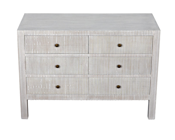 Conrad 6-Drawer Mahogany and Veneer Dresser in White Wash