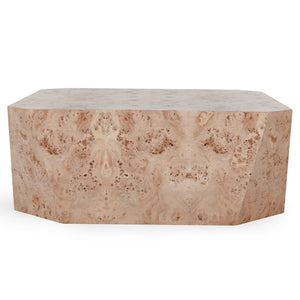 Avena Burl Wood Coffee Table with Faceted Design