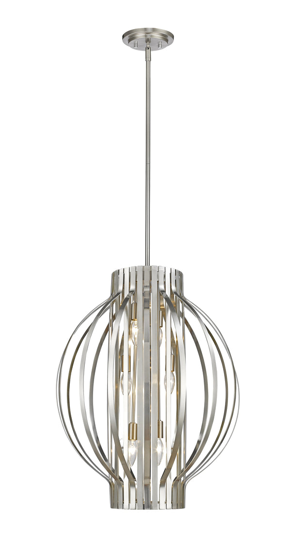 Moundou 6 Light Pendant in Brushed Nickel Finish