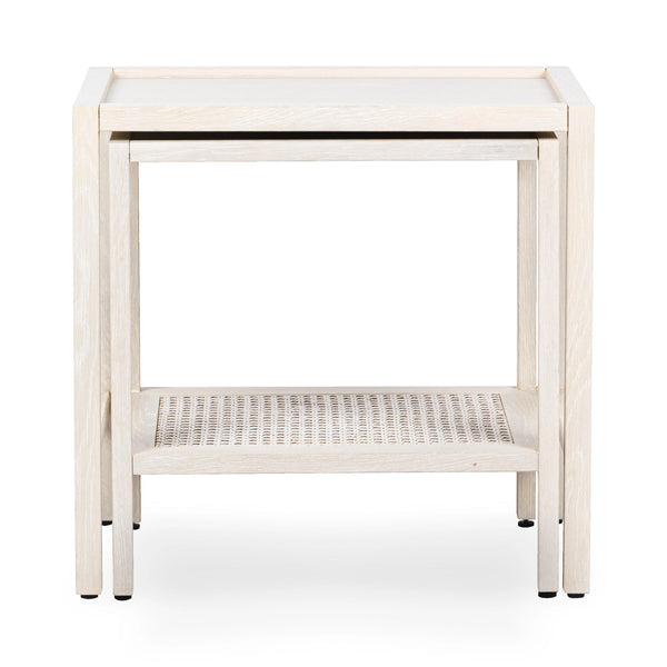 Devin Solid Wood Nesting Tables in Milk White