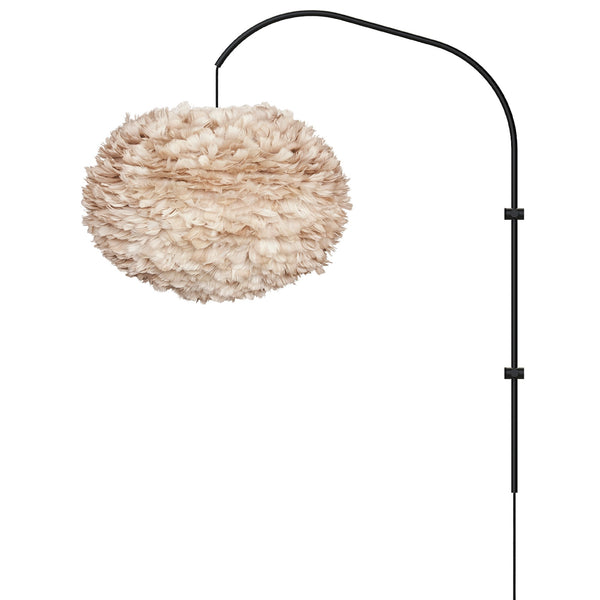 Eos Large 1-Light Wall Lamp in Light Brown with Black Wall Hanger