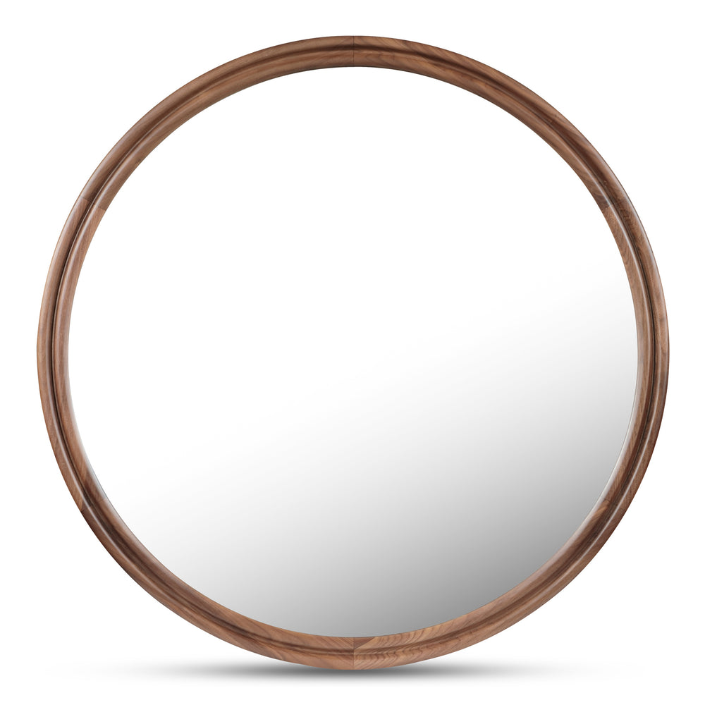 Alcott Large Round Mirror in Walnut