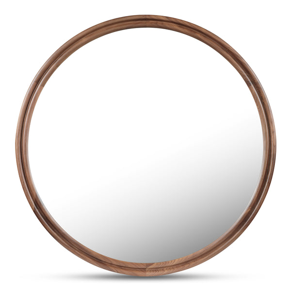 Alcott Large Round Mirror in Walnut