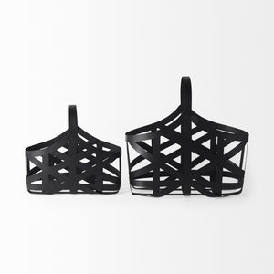 Tyrell (Set of 2) 23L x 11W; 18L x 8W Black Iron Metal Baskets