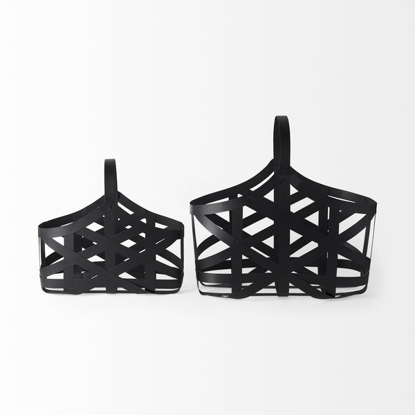 Tyrell (Set of 2) 23L x 11W; 18L x 8W Black Iron Metal Baskets