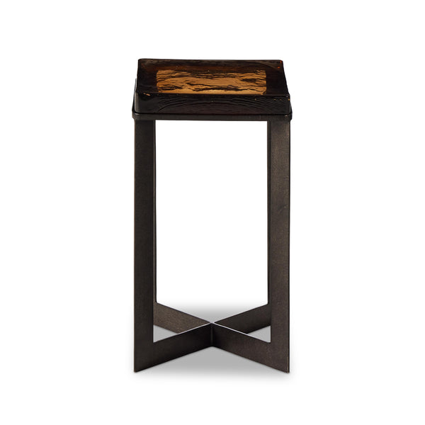 Lennie Cast Glass End Table in Amber