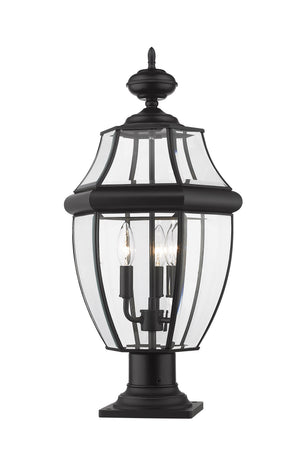Westover 3 Light Outdoor Pier Mounted Fixture in Black Finish