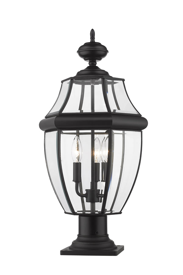 Westover 3 Light Outdoor Pier Mounted Fixture in Black Finish