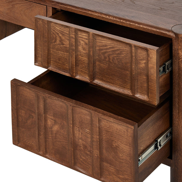 Ezri Desk - Carved Cocoa Oak