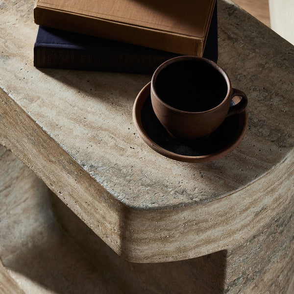 Clementine End Table In Textured Sandy Grey