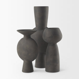 Kaz 6.7L x 5.5W x 11.2H Earthy Brown Ceramic Vase