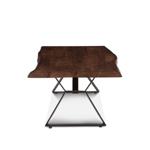 London Loft 54-Inch Acacia Wood Live Edge Coffee Table in Walnut Finish