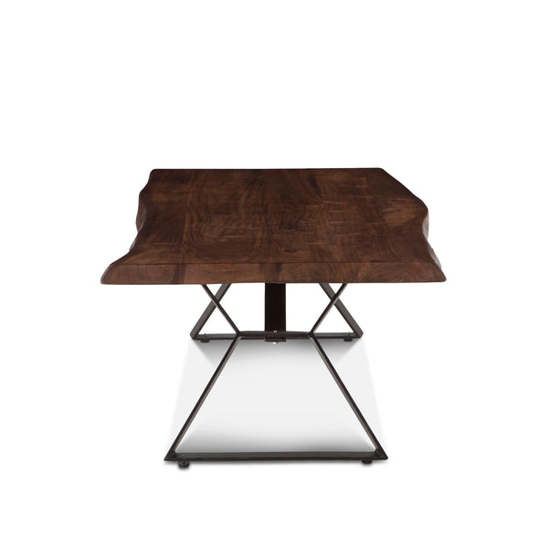 London Loft 54-Inch Acacia Wood Live Edge Coffee Table in Walnut Finish