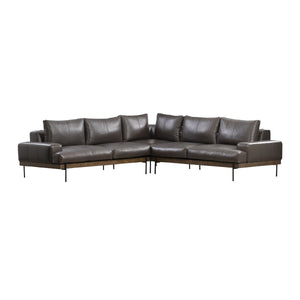 Largo Top-Grain Leather Sectional Sofa with Removable Cushions