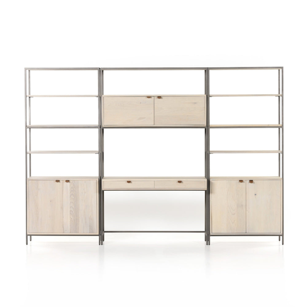 Trey Modular Wall Desk W/ 2 Bookcases - Dove Poplar
