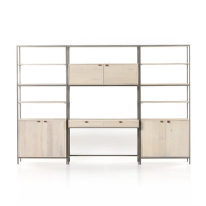 Trey Modular Wall Desk W/ 2 Bookcases - Dove Poplar