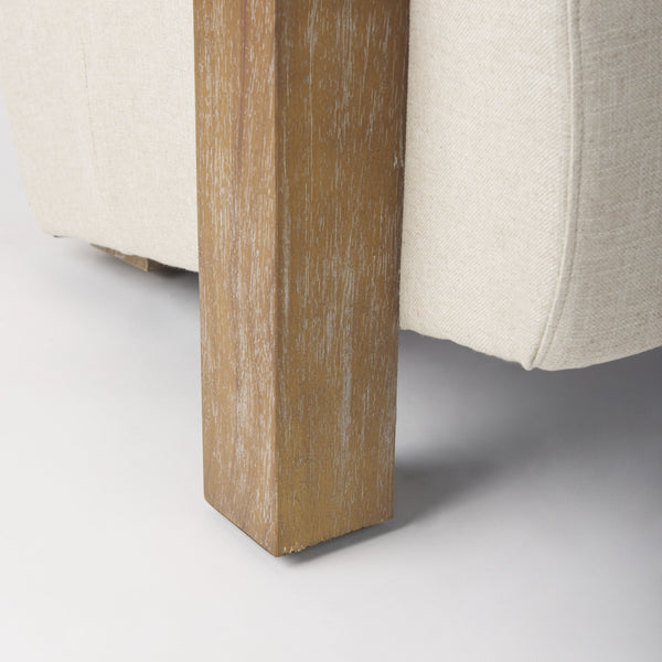 Sovereign Beige Fabric Seat and Wood Frame Accent Chair