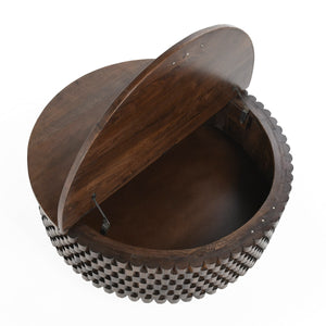 Norwood Solid Wood Round Coffee Table with Storage