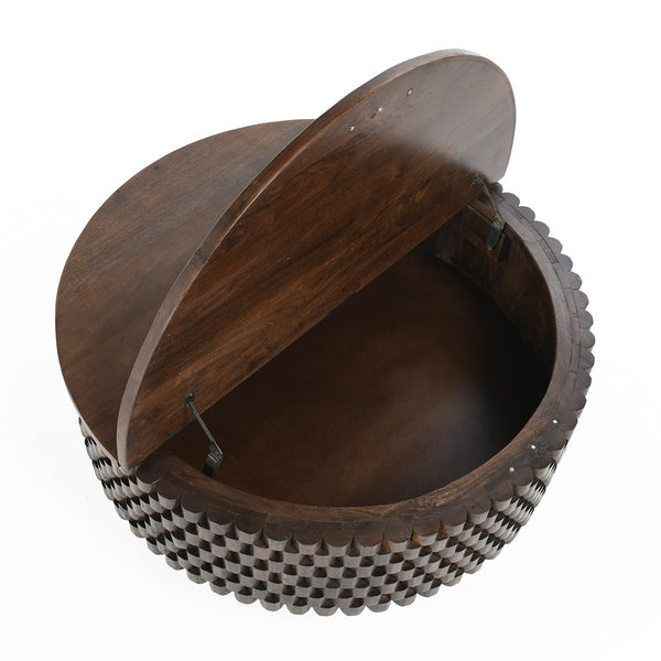 Norwood Solid Wood Round Coffee Table with Storage