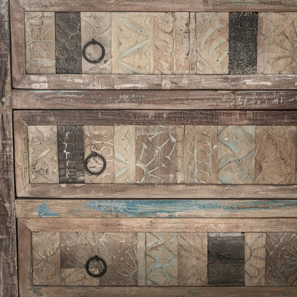 Baltim Reclaimed Wood 3Dwr Print Block Cabinet