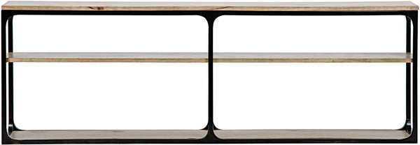 Novie Console, Large, Black Steel with Dark Walnut