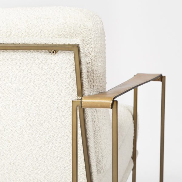 Watson Cream Fabric Wrap Gold Metal Frame Accent Chair
